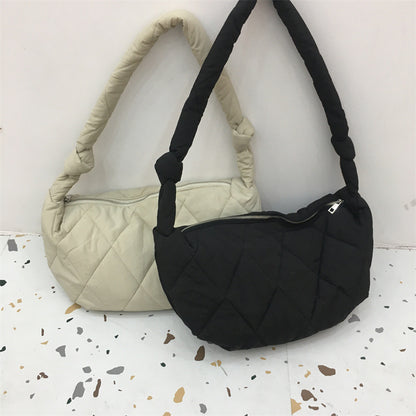 Minority Simple Rhombic Elegant Leisure Textured Down All-match Bag