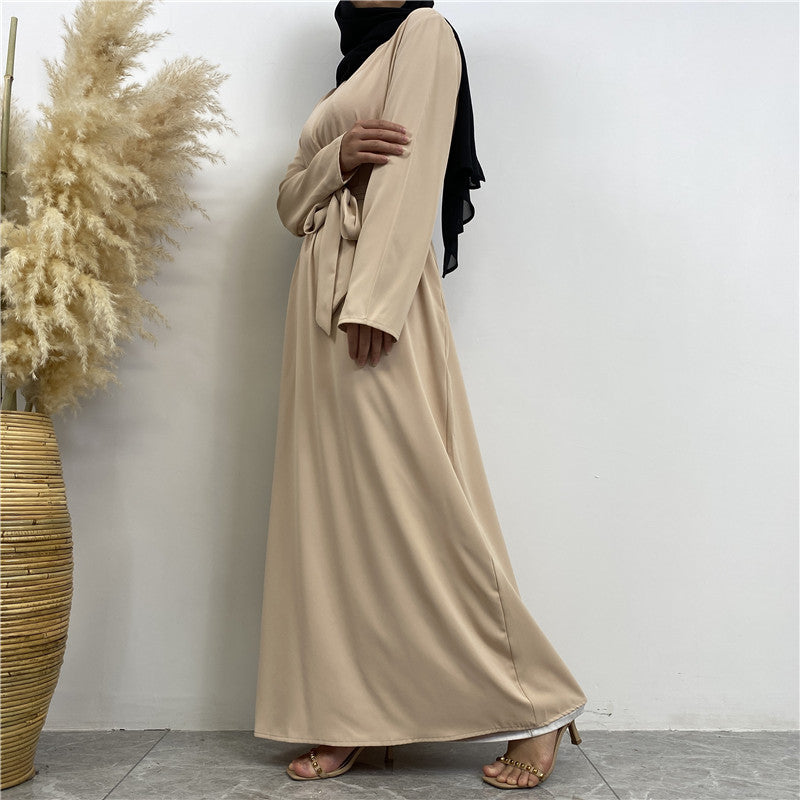 Women's Lace Up Pocket Muslim Dress