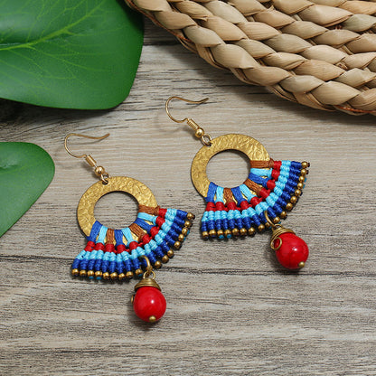 Handmade Weave Vintage Vacation Versatile Temperamental Earrings Women