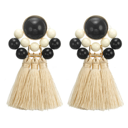 Women's Fashionable Exaggerated Alloy Tassel Resin Earrings