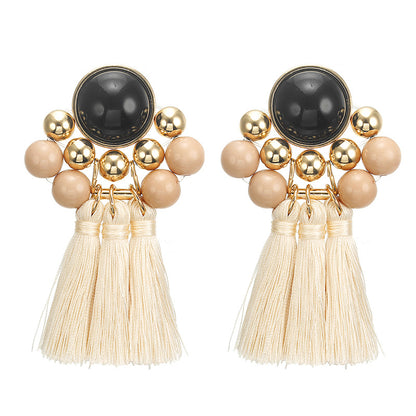 Women's Fashionable Exaggerated Alloy Tassel Resin Earrings