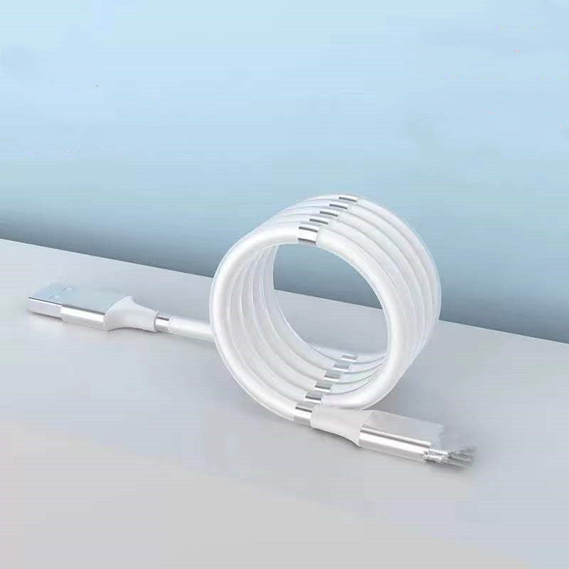 New Magic Rope Magnetic Absorption Data Cable TPE Magnetic Fast Charging Cable For Type-c Retractable Easy Storage