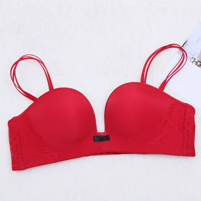 Gathered underwireless bra underwear