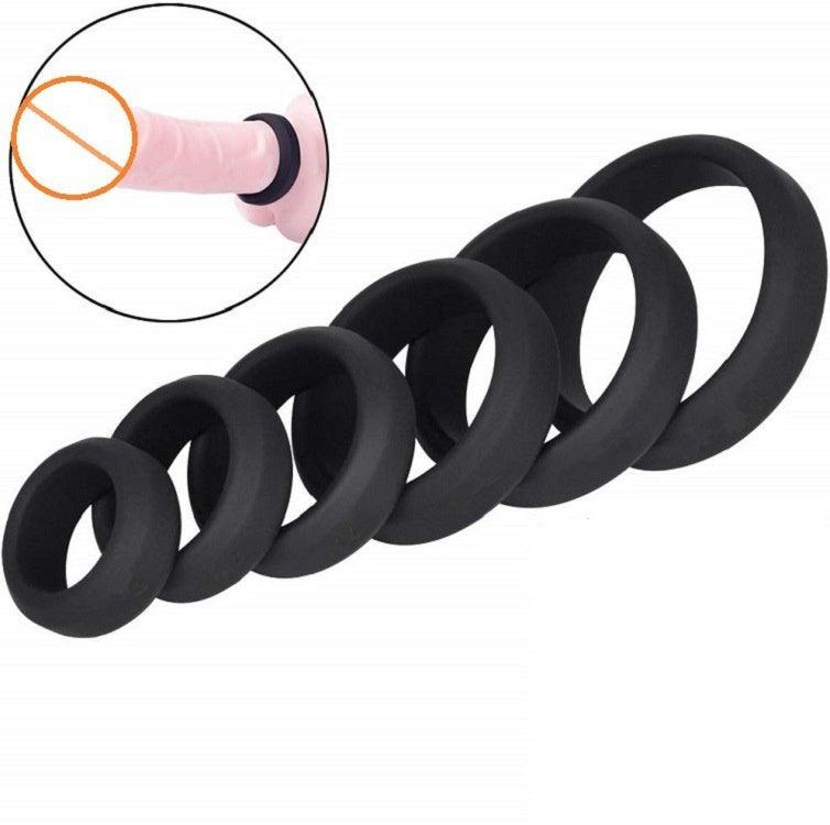 Silicone 6-piece Set Horseshoe Ring Scrotum Bondage Men