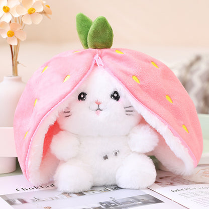 Wanghong Cute Transforms Into Strawberry Rabbit Doll Plush Toy