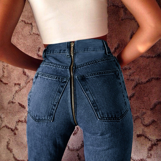 Women's Sexy Back Zipper Skinny Jeans