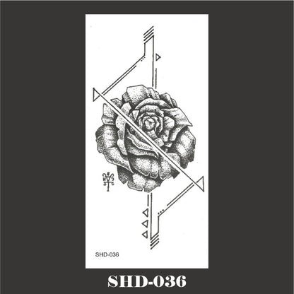 Black And White Sketch Flower Waterproof Tattoo Sticker