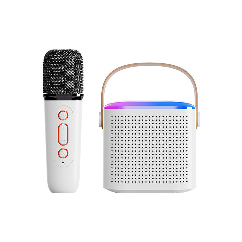 Microphone Karaoke Machine Bluetooth Speaker With 2 Wireless Mic RGB Light Home Family Singing Speaker