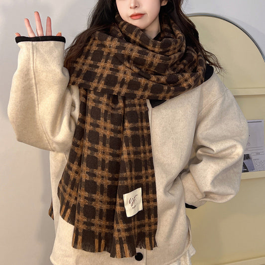 Korean Style Plaid Scarf Winter Women