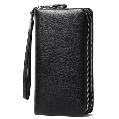 Men's Ostrich Grain Long Wallet Zipper Handbag