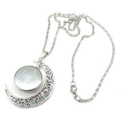 All-Match Silver Hollow Moon Pendant