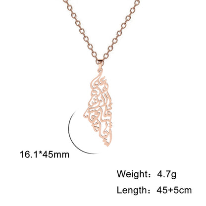 Fashion Stainless Steel Hollow Map Pendant Necklace