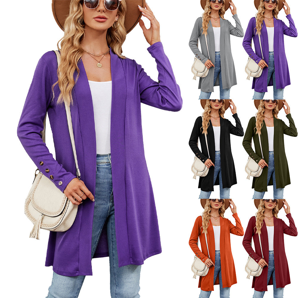 Loose Long Sleeve Cardigan Knitted Coat Women