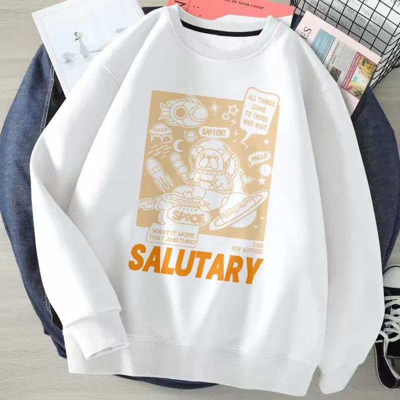 Round-neck Non-hoodie Long-sleeved Sweater Loose Casual Print Top