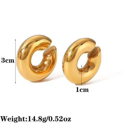 18K Gold Plated C-shaped Stainless Steel Earrings