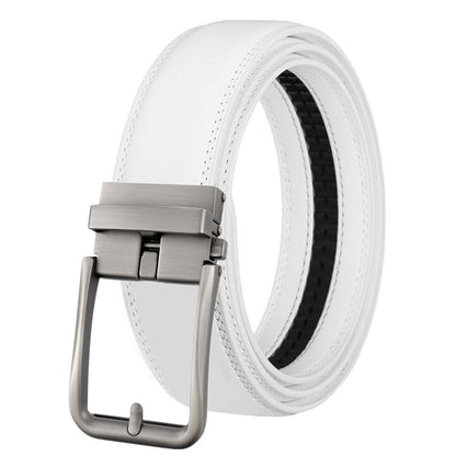 Men's Leather Belt Automatic Buckle Simple Hollow