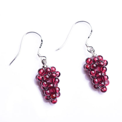 7A Garnet Black Agate Eardrops For Women Grape Type