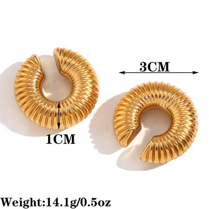 18K Gold Plated C-shaped Stainless Steel Earrings