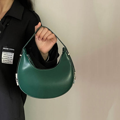 All-match Twist Lock Crescent Shaped Shoulder Handbag