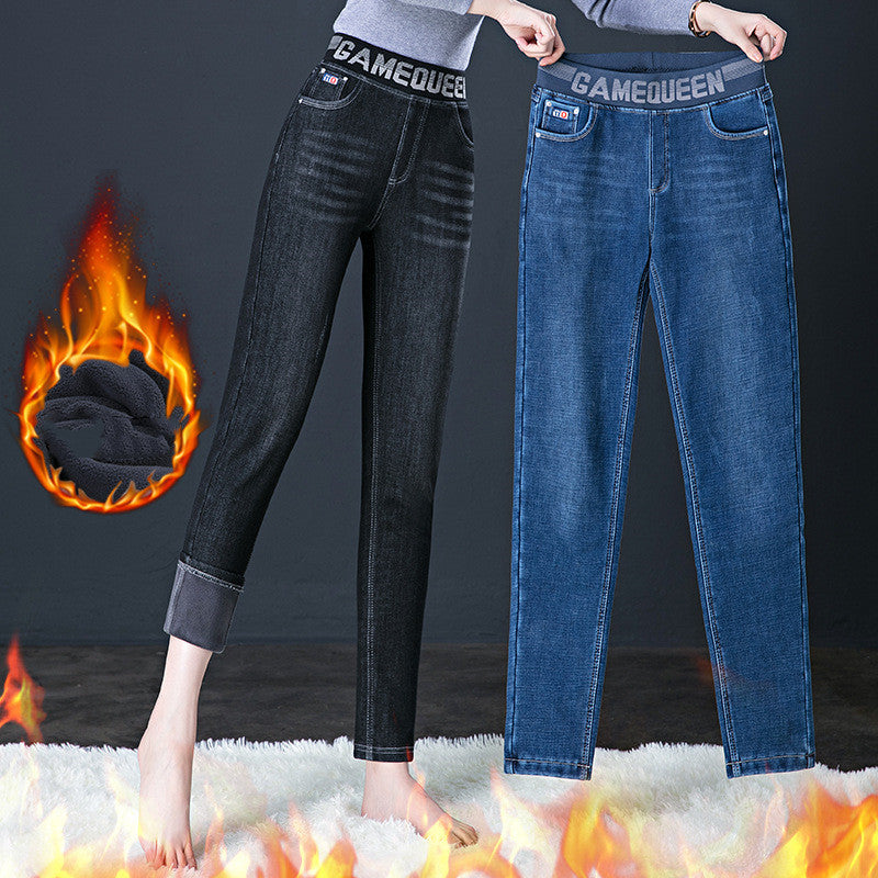 Women's Fashion Fleece Padded Jeans