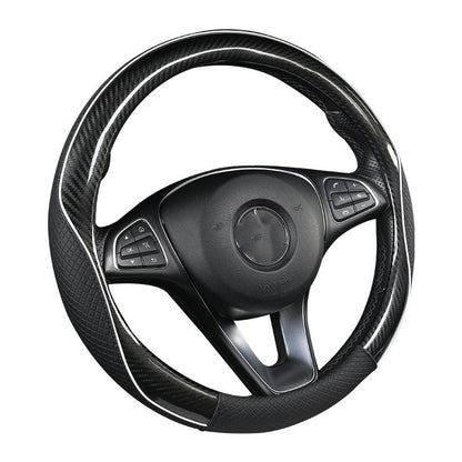 Car Steering Wheel Cover Round Handle Cover Carbon Fiber Texture