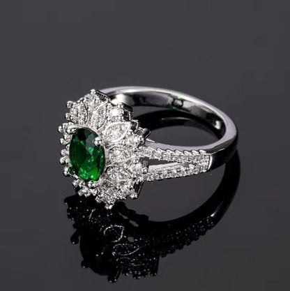 Green Zircon Ornament Ring Jewelry