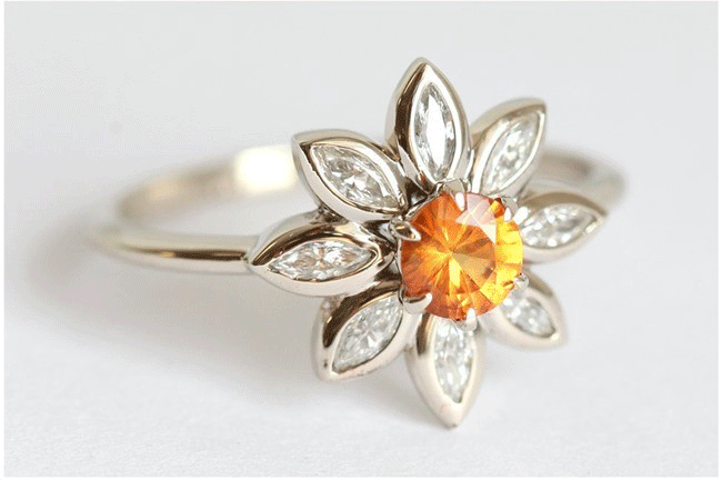 Retro SUNFLOWER Sunflower Diamond-studded Ring