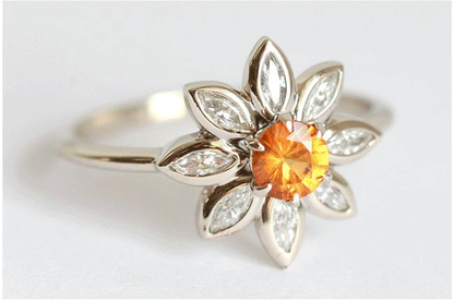 Retro SUNFLOWER Sunflower Diamond-studded Ring