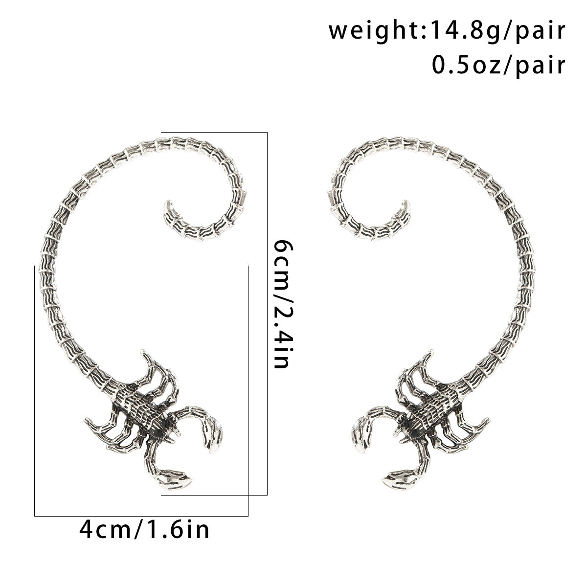 Personality Contour Scorpion Curved Ear Studs Female