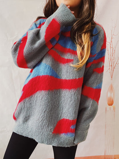 Women's Fashion Casual Irregular Striped Sweater