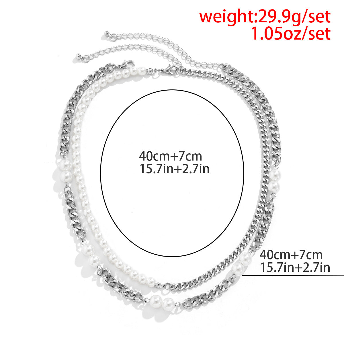 Trendy Men's Stitching Pearl Necklace Trendy