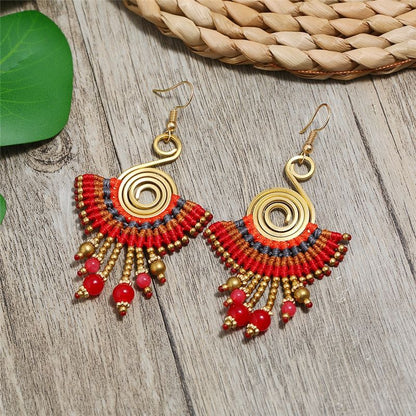 Handmade Weave Vintage Vacation Versatile Temperamental Earrings Women