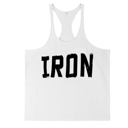 Sports Fitness Vest Men's European And American Vest Cotton Printed IRON Spaghetti Strap Tank Top