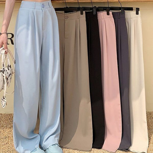 Straight High Waist Slimming Loose And Simple Casual Pants