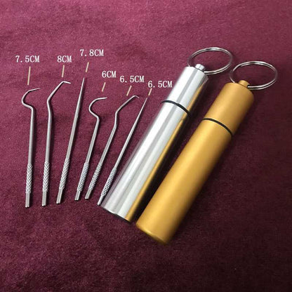 Stainless Steel Toothpick 304 Household Portable Cleaning Tool Toothpick Set 7pcs