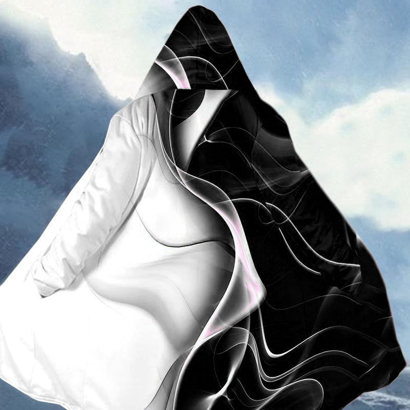 Digital Printing Stand Collar Zipper Hooded Cloak