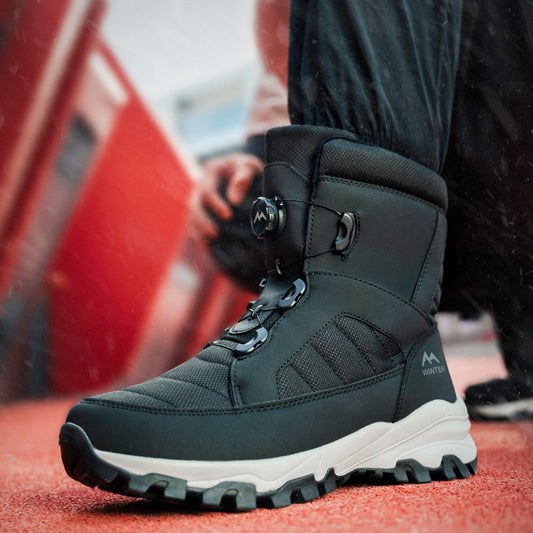 Men's Button Snow Boots Fleece-lined Thickened Women
