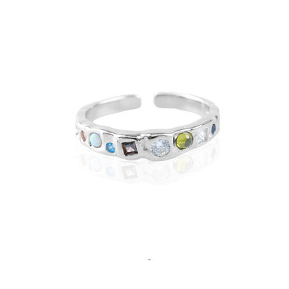 Sterling Silver Rainbow Zircon Fine Ring