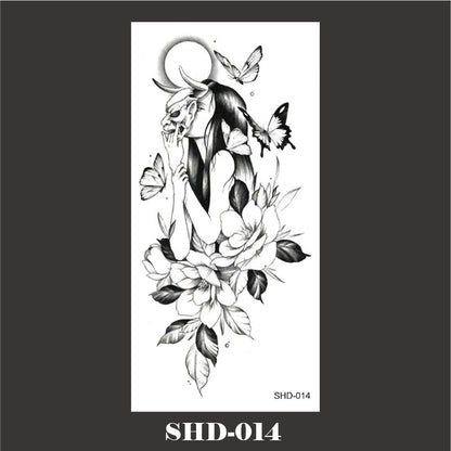 Black And White Sketch Flower Waterproof Tattoo Sticker