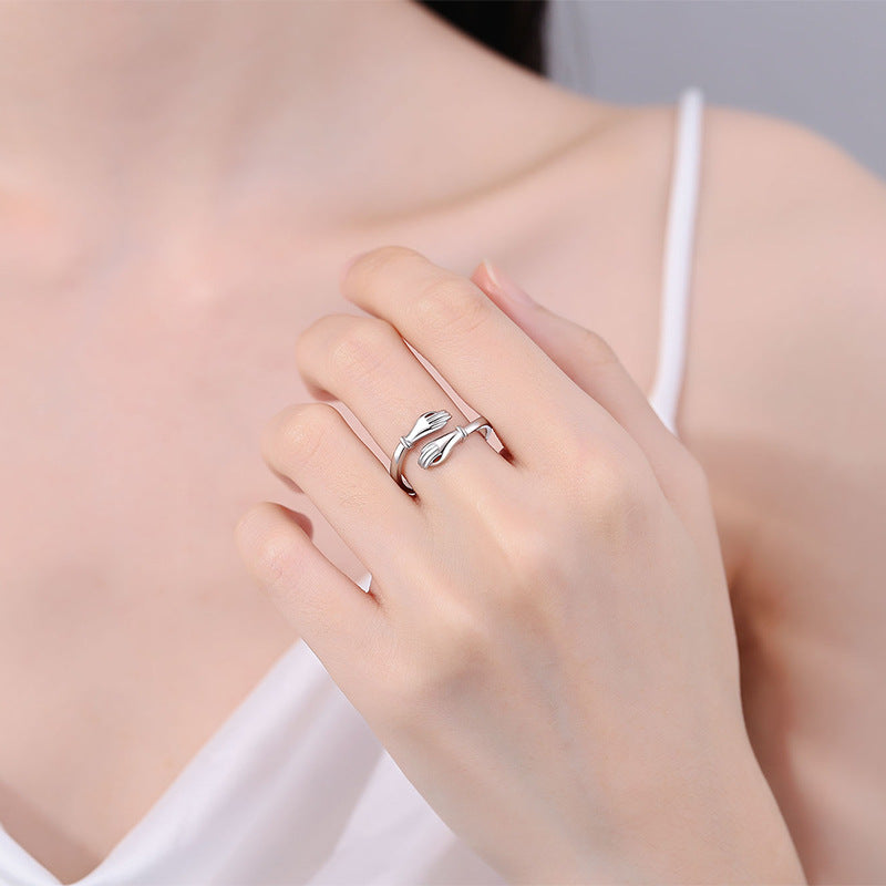 Romantic Hands Hug Simple Fashion Adjustable Ring