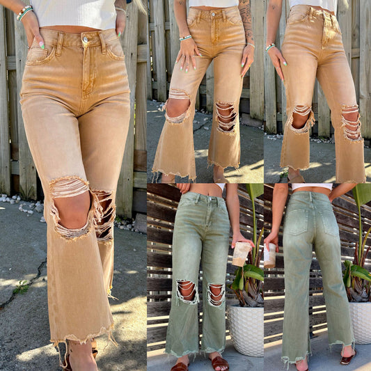 Women's Ripped Straight Loose Jeans
