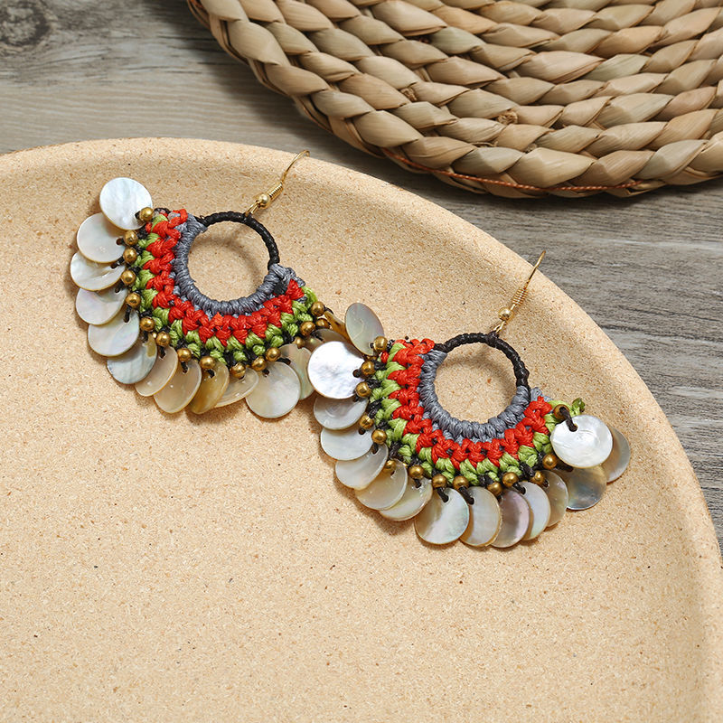 Handmade Weave Vintage Vacation Versatile Temperamental Earrings Women