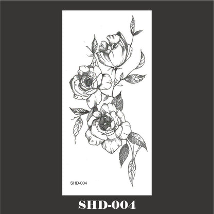 Black And White Sketch Flower Waterproof Tattoo Sticker