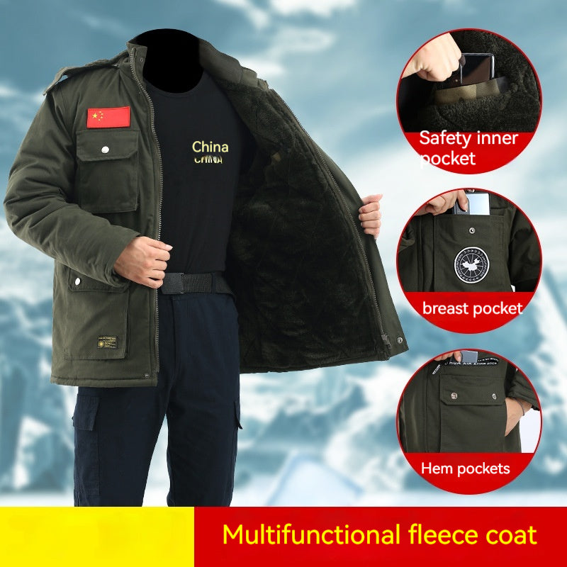 Men's Fashion Velvet Padded Thickened Cold-proof Coat