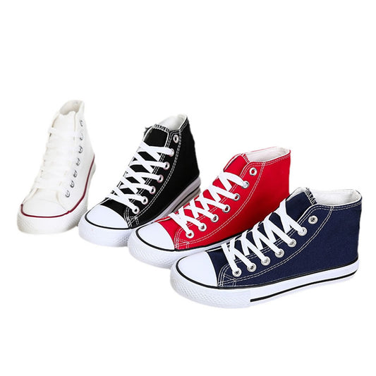 Women's High-top Canvas Pure Color Tied Shoes