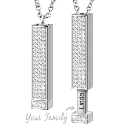 Simple Diamond Inlaid Rectangular Three-dimensional Necklace