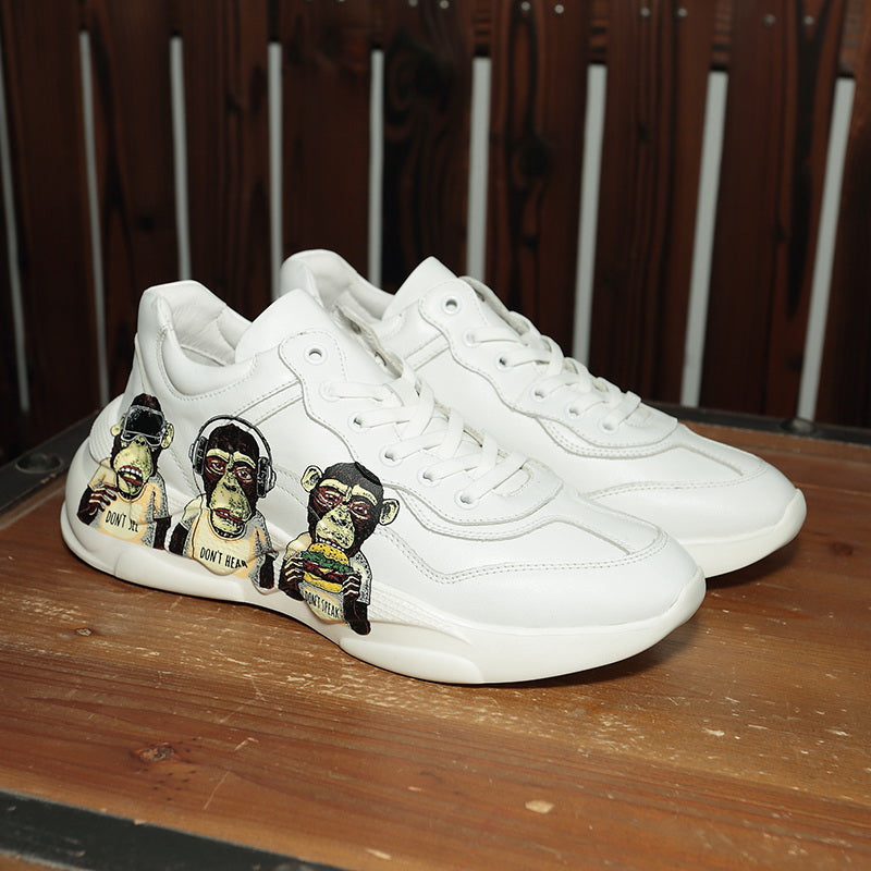Mens Vintage Leather White Sports Shoes