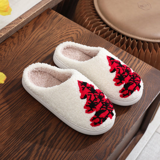 Ins New Christmas Tree Cotton Slippers Winter Warm Thickened Non-slip