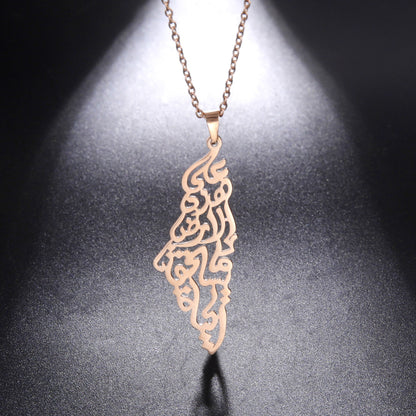 Fashion Stainless Steel Hollow Map Pendant Necklace