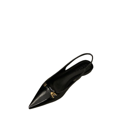 French Flat Black Baotou Summer Pointed Toe Rhinestone Classy Shoes